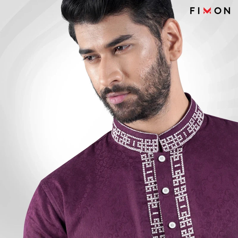 Premium Purple Chain Embroidered Panjabi