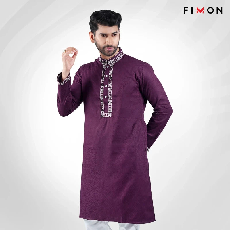 Premium Purple Chain Embroidered Panjabi