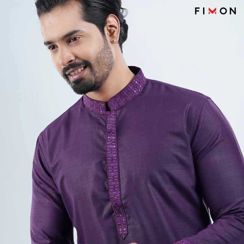 Elite Purple Textured Panjabi