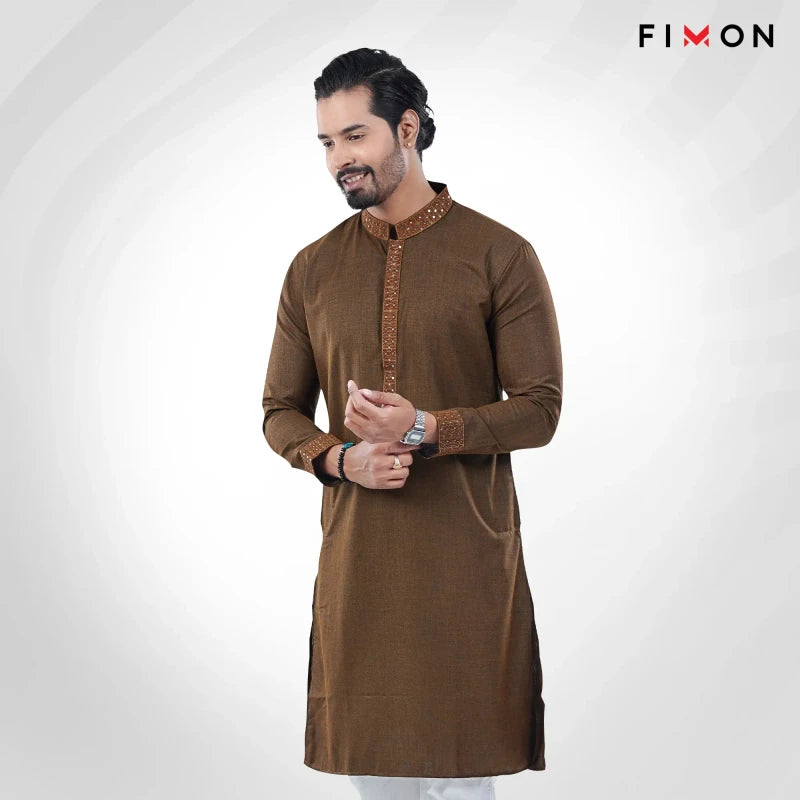 Elite Deep Brown Texture Panjabi