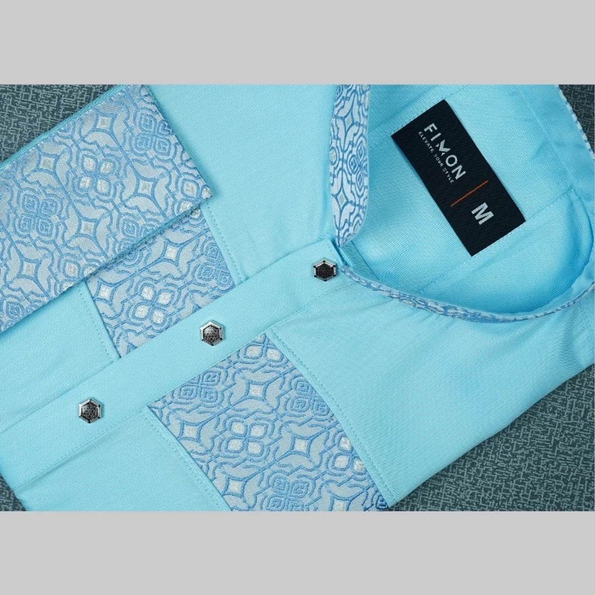 Premium Contrasted Panjabi-Light Sky