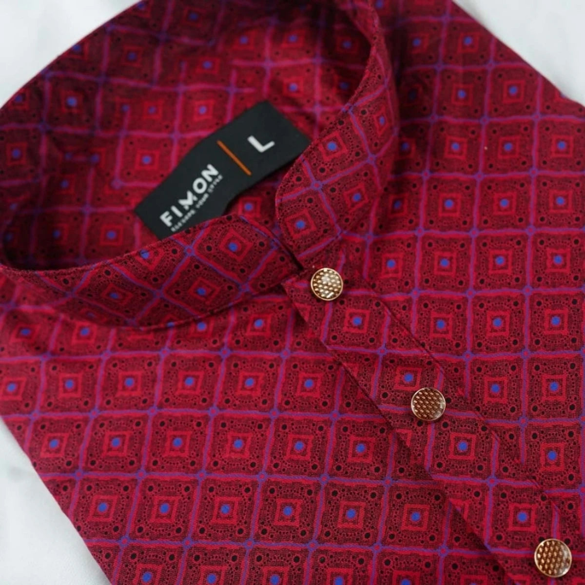 Printed Panjabi-Elegant Maroon