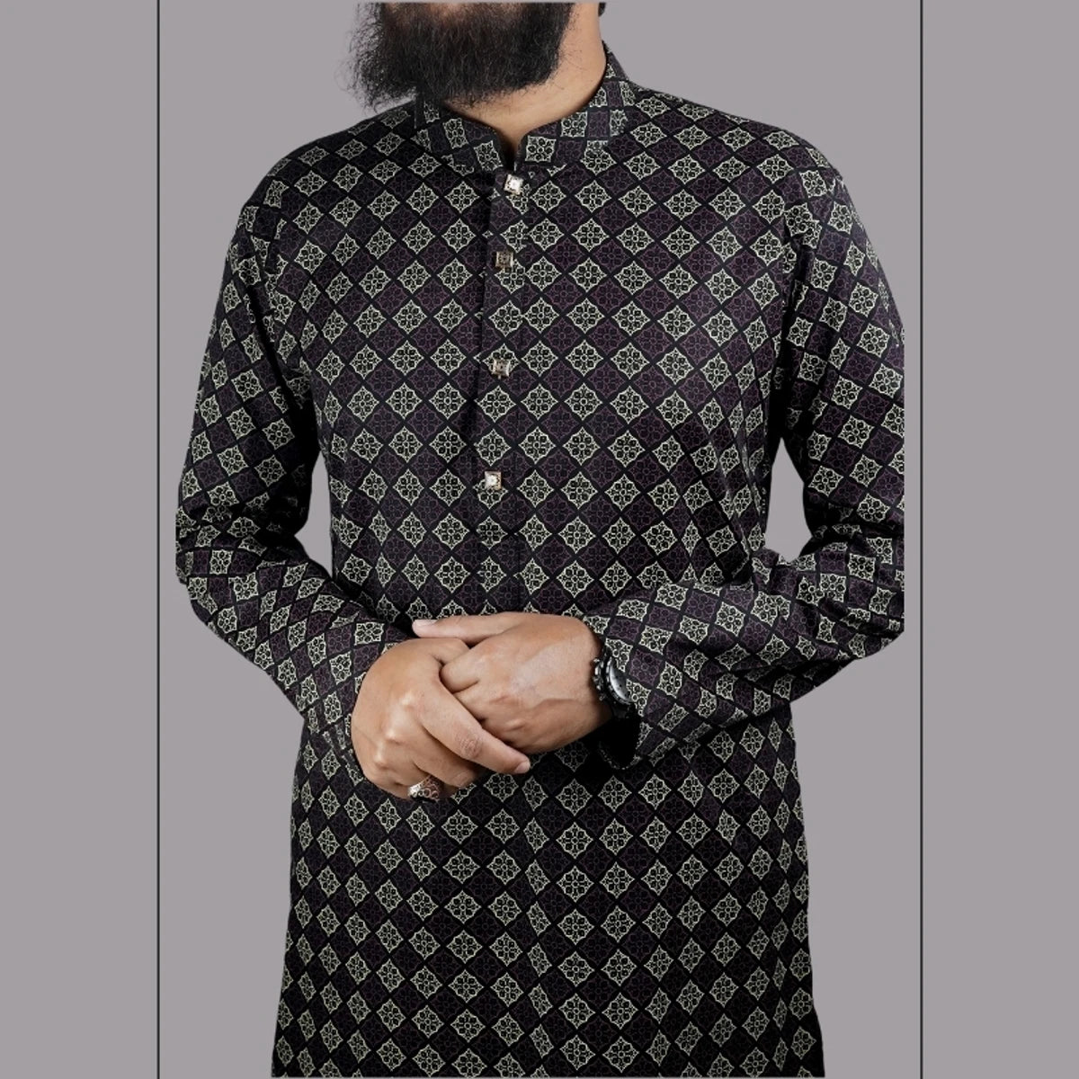 Printed Panjabi-Elegant Purple